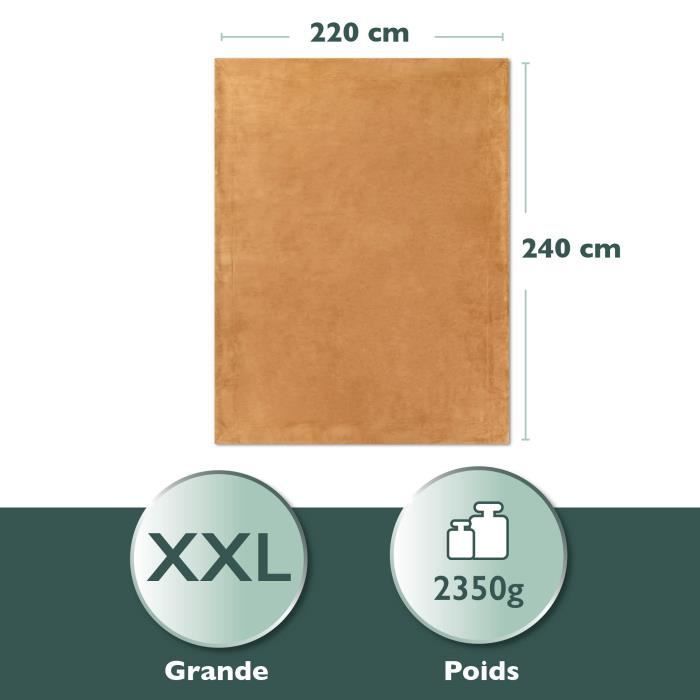 Manta Beautissu Alina Sherpa 220x240 cm, suave, XXL – Manta de forro polar con aspecto de piel de cordero - Beige-Blanco