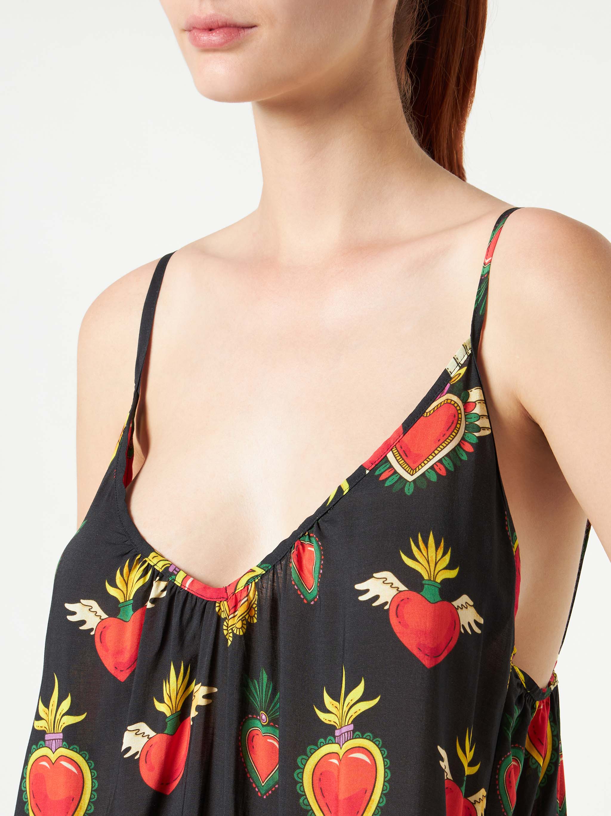 Robe à imprimé cœur sacré et bretelles