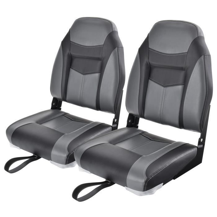 Asiento plegable para barco COSTWAY de 2 piezas con respaldo y cojín de cuero sintético PVC, bisagras flexibles, 4 tornillos incluidos, capacidad de carga de 115 kg, color negro.