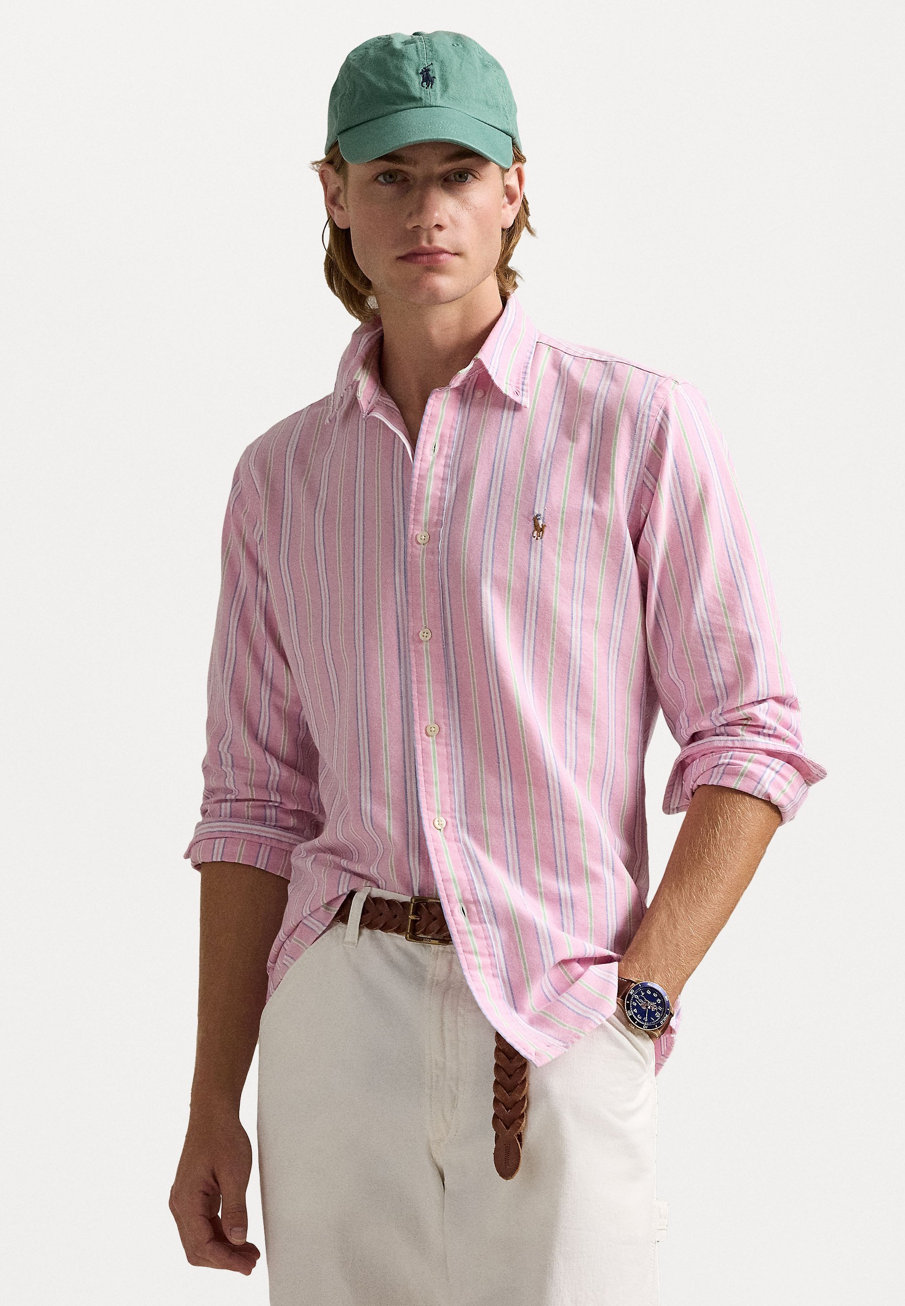 Polo Ralph Lauren CUSTOM FIT GESTREEPT OXFORD SHIRT - Shirt - roze/wit multi
