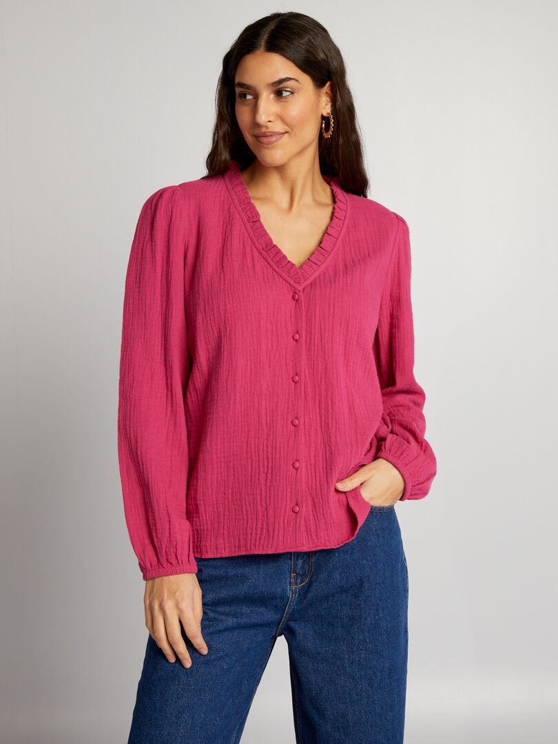 Blusa de gasa de algodón - ROSA