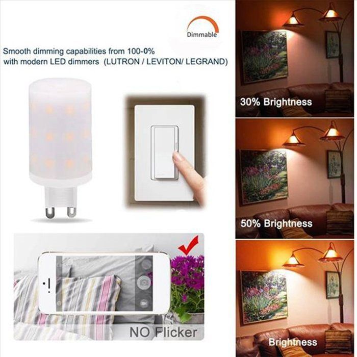 4x Ampoule LED Connectée Tuya WiFi G9 6 W à Intensité Variable, Commande Vocale, 2 Ampoules LED Intelligentes, Prise UE.,PC,Blanc
