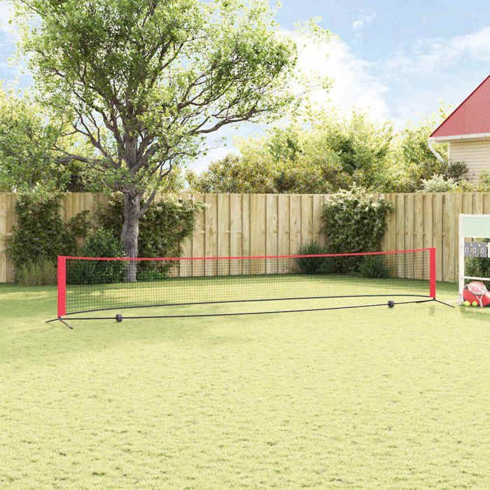 Tennis net - vidaXL - Black and red - Polyester - Portable - Foldable - Weather resistant