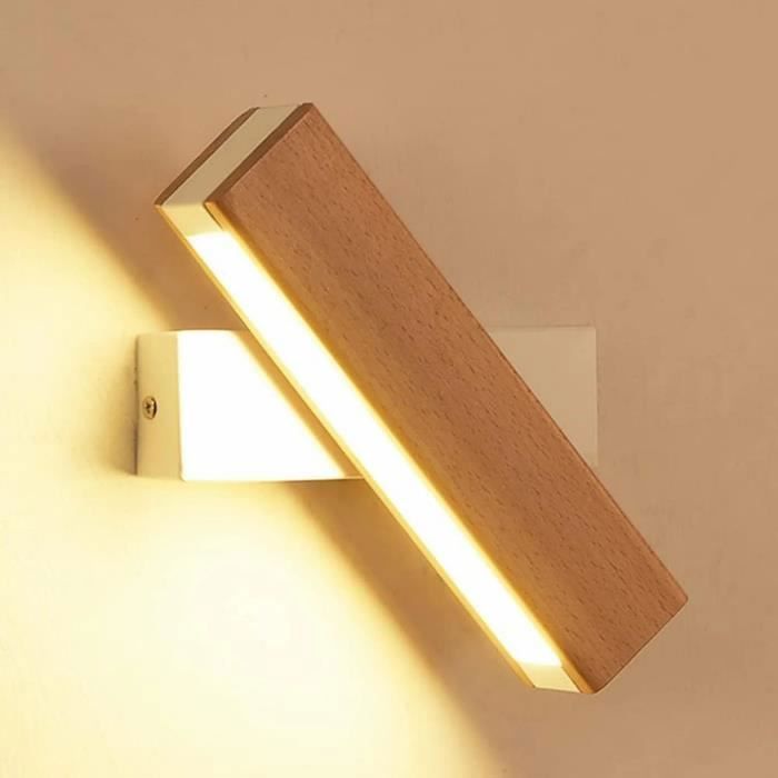 DELIPOP LED-wandlamp voor binnen – 4W houten wandlamp, 360° draaibaar, 3000K warm licht – voor trappenhuis, slaapkamer
