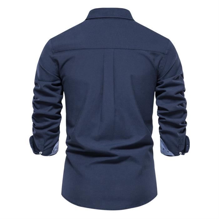 Camisa de manga larga informal suave con cuello con solapas para hombre - INSFITY - Gris