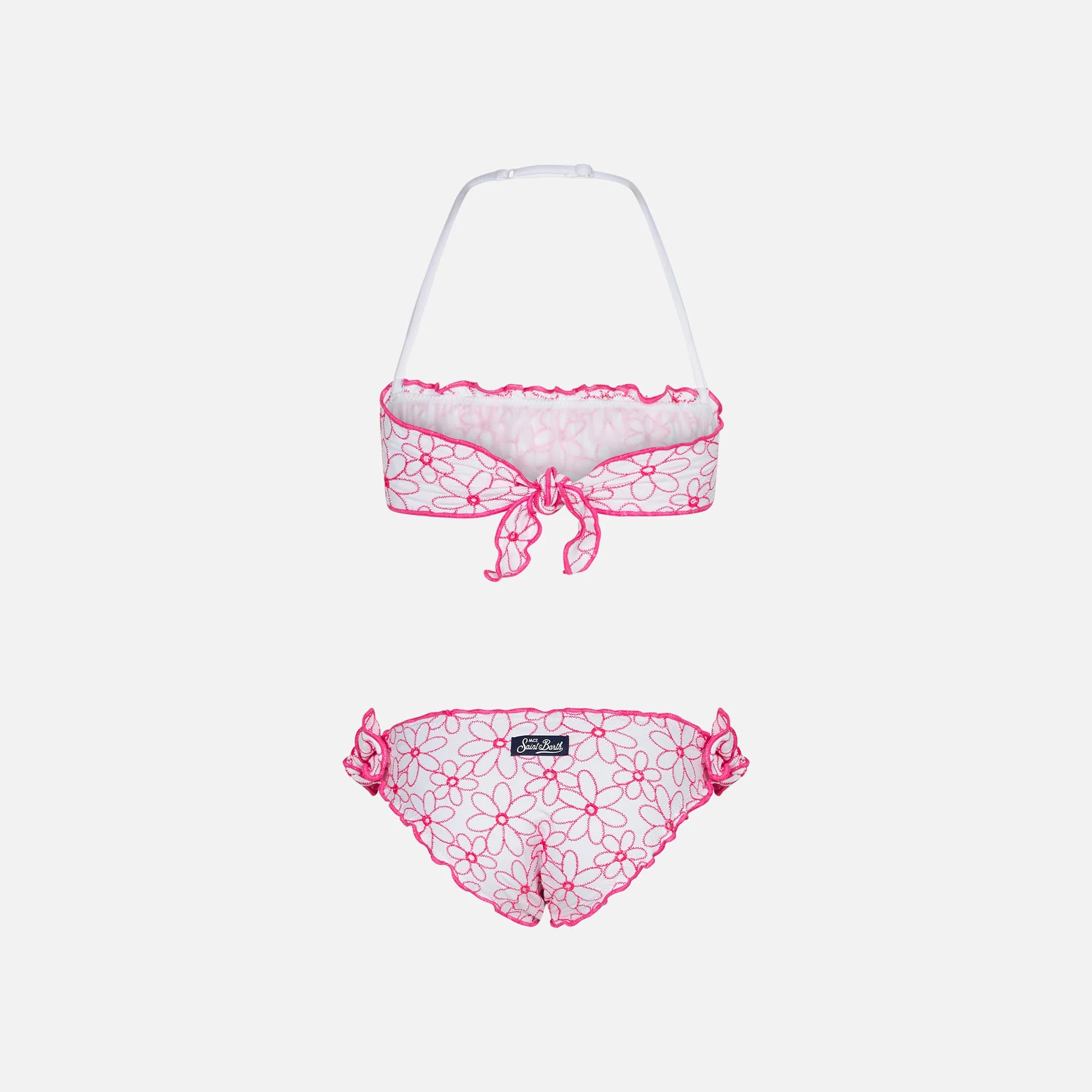 Bandeaubikini voor meisjes met madeliefjesborduurwerk