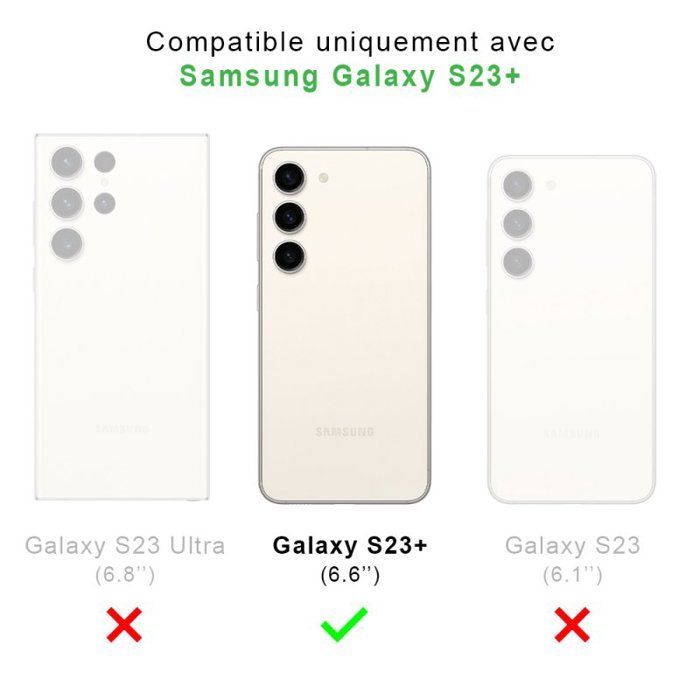 EVETANE schokbestendige transparante hoes, compatibel met Galaxy S23 Plus + 2 schermbeschermers