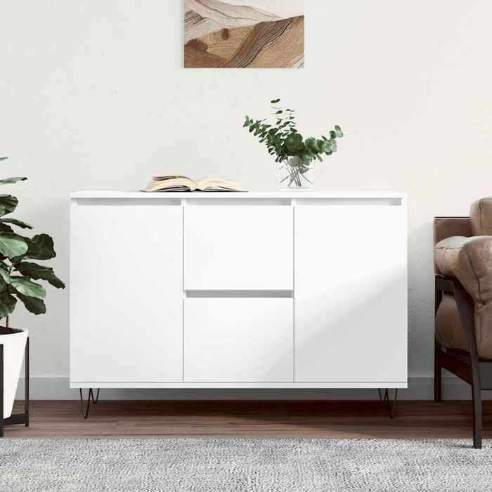 Aparador vidaXL, mueble auxiliar con patas, unidad de almacenamiento, organizador para sala de estar, madera blanca 827204