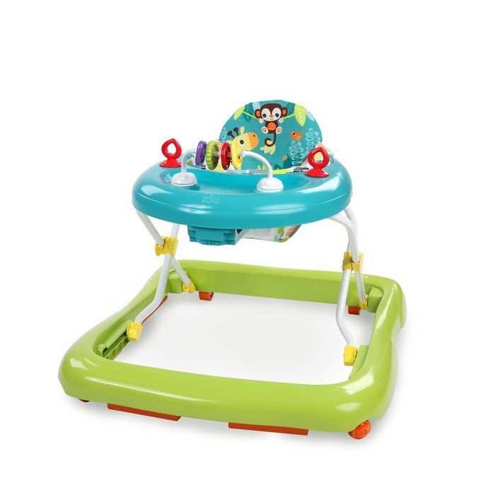 BRIGHT STARTS Sammenleggbar gåstol - Safari - Interaktive leker, justerbar høyde, babygave 6M+