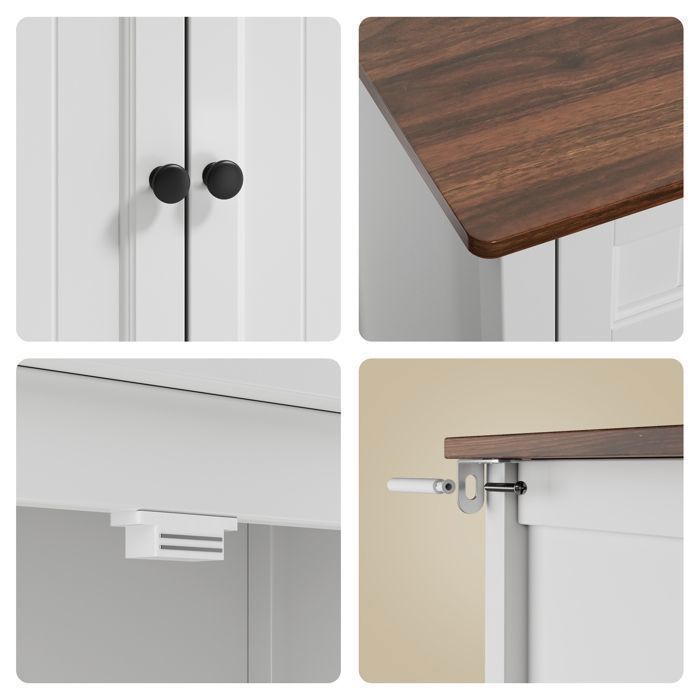Mobile contenitore Bealife - Marrone - Armadio, Credenza da cucina, Mobile da cucina con 2 ante e 2 cassetti, Mobile da bagno