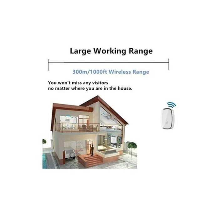 Doorbell and Chime - PZCC - Wireless - 300 Meter Range - 36 Melodies - Adjustable Volume