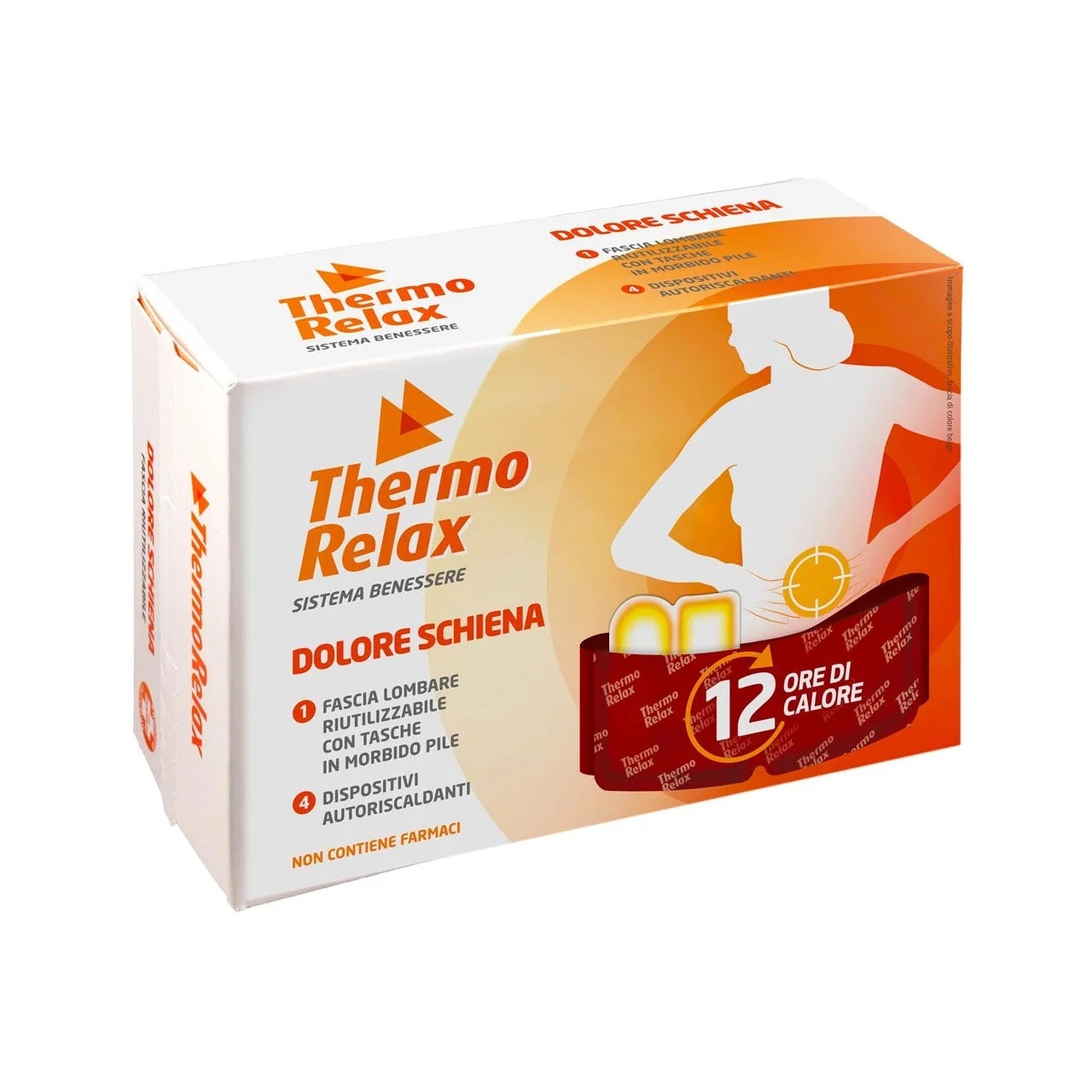 THERMORELAX Thermorelax Lendenwirbelstütze + 4 selbstwärmende Elemente zur Linderung von Rückenschmerzen