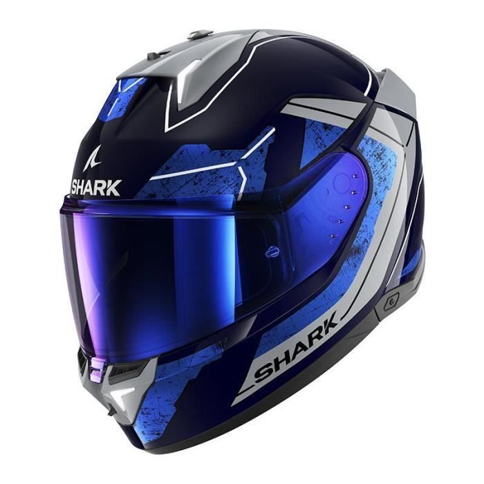 Casco integral Shark Skwal i3 - azul/cromo/plata - L