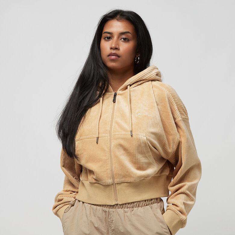 Sudadera con capucha y cremallera de pana con el logo del pecho