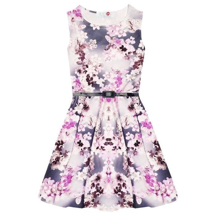Skaterjurk met bloemenprint voor meisjes - Lila - Mouwloos - Ronde hals