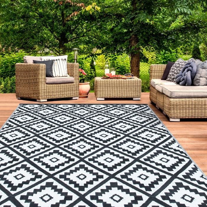 IDMARKET BAHAMAS Zwart buitenkleed 180 x 280 cm