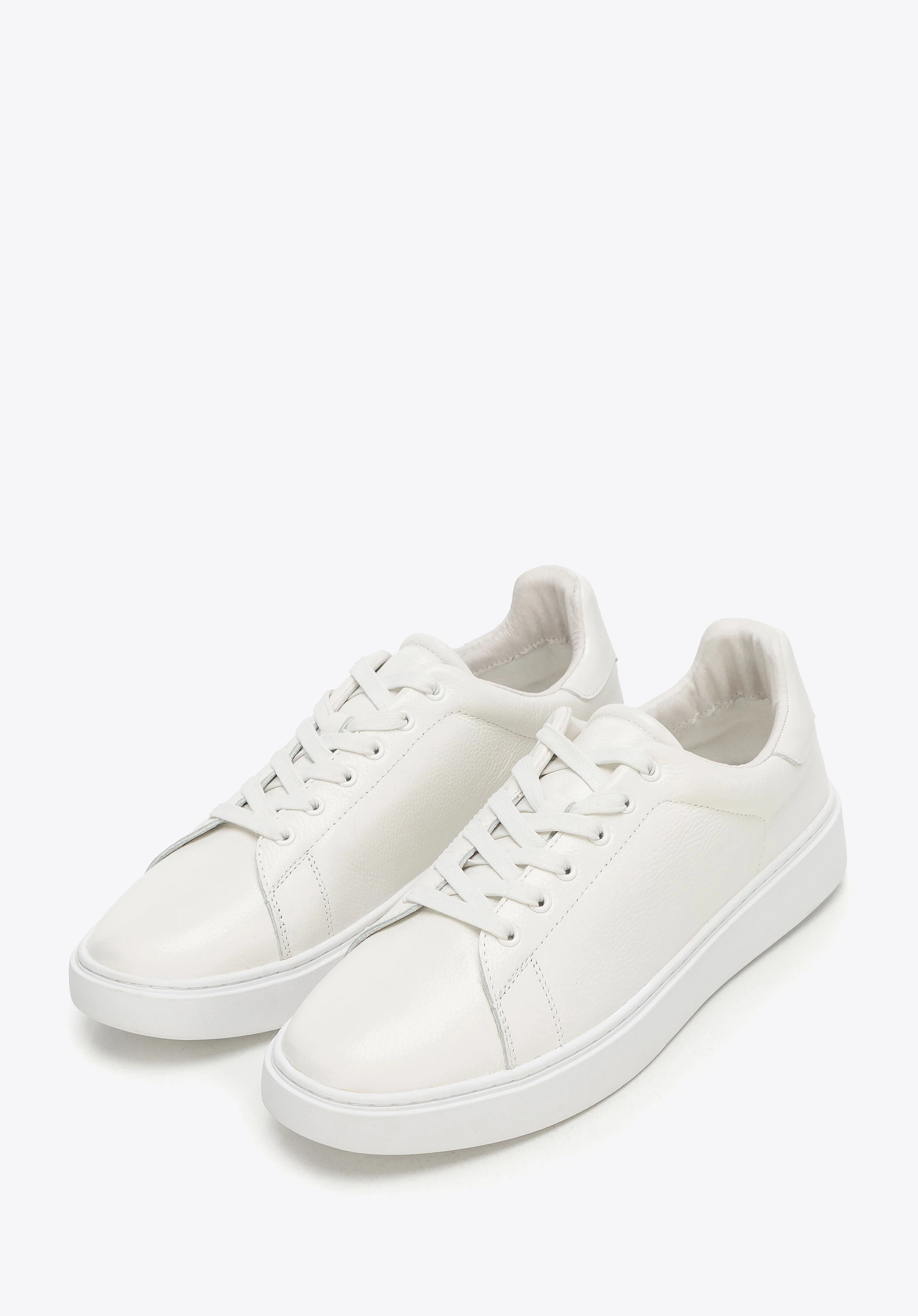 Męskie sneakersy ze skóry naturalnej licowej kremowe