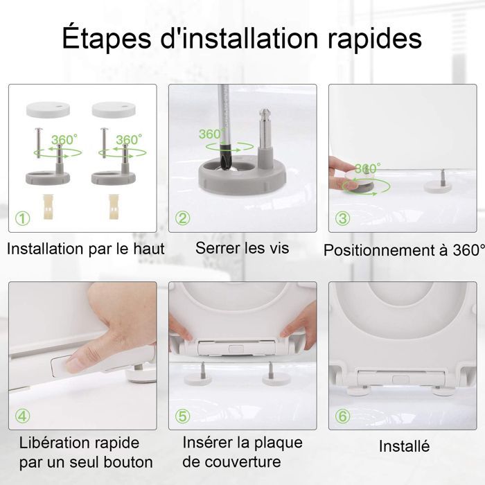 Familietoiletbril - HIMIMI - 44,7x37x5,5 cm Soft-close toiletbril met automatische neerlaatfunctie voor volwassenen en kinderen