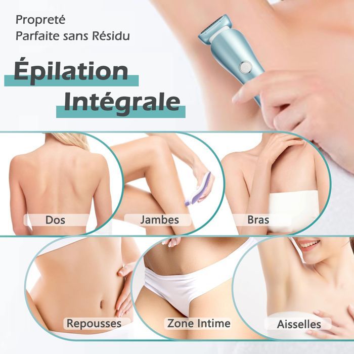 Rasoir Électrique Femme - Tondeuse Bikini Rechargeable Sans Douleur - Étanche IPX7 - Pour Visage, Bras, Jambes, Aisselles, Bikini
