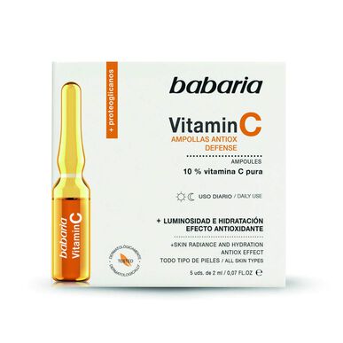Babaria C-vitamiiniampullit Antioksidanttinen puolustus -ampullit Kirkastavat antioksidanttivaikutuksella varustetut ampullit 10 ml 10 ml