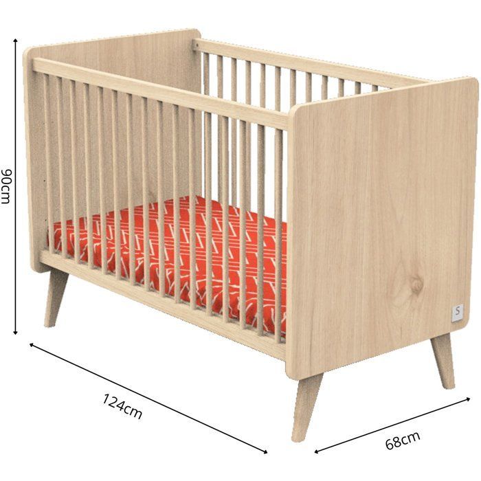 Lit bébé - 120 x 60 cm - Matelas inclus - Arty - Chêne Suave/Hêtre - SAUTHON