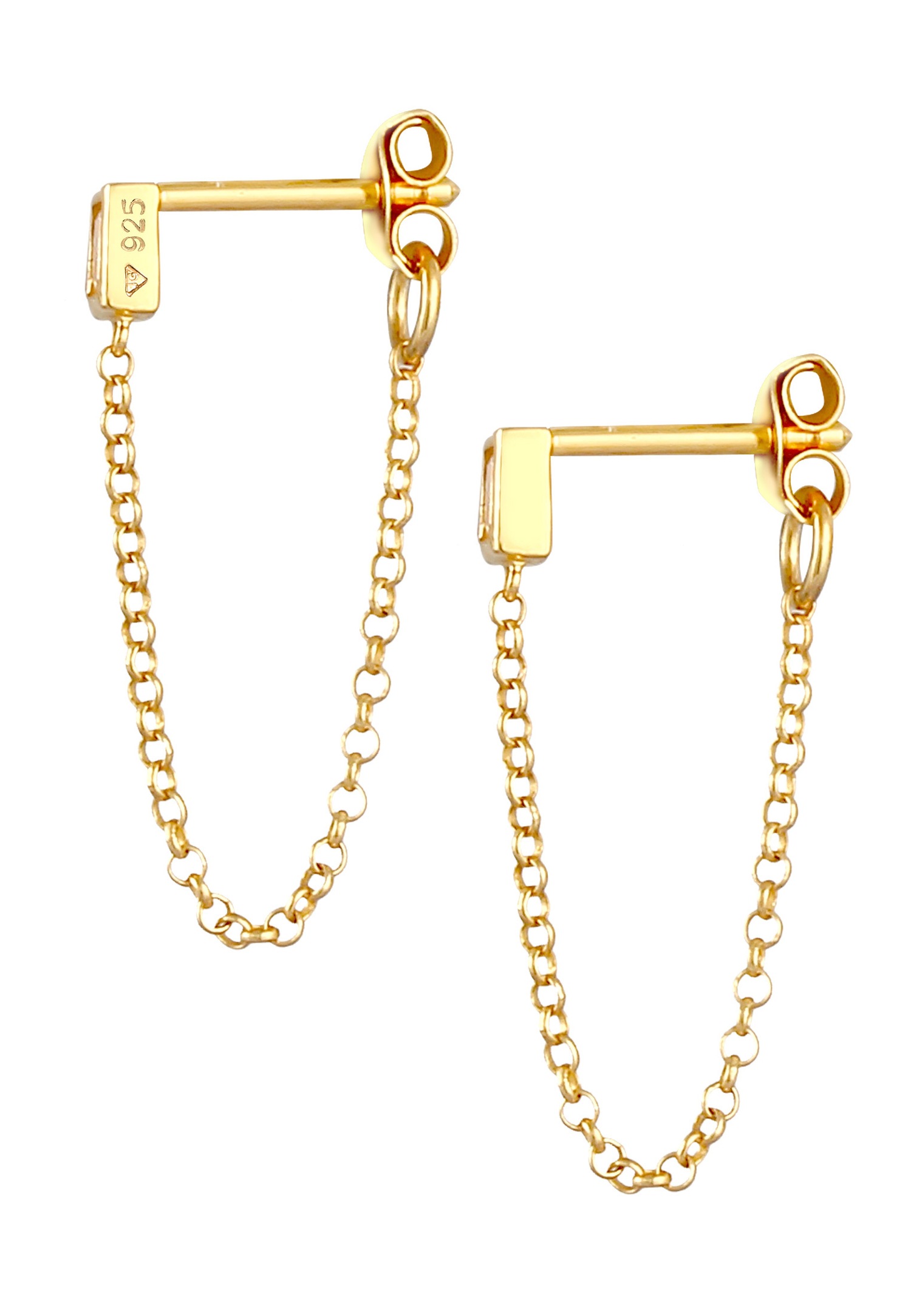 Elli boucle d'oreilles pour dames Géo filigrane avec zircone en 925/1000 argent massif