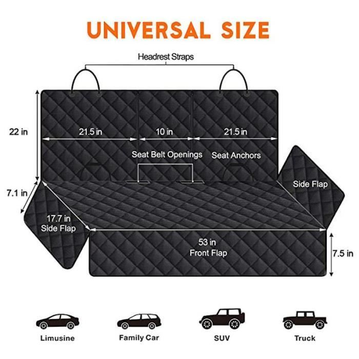 Funda para asiento de coche - Protección para perros - Impermeable - Ajuste universal - Resistente a los arañazos