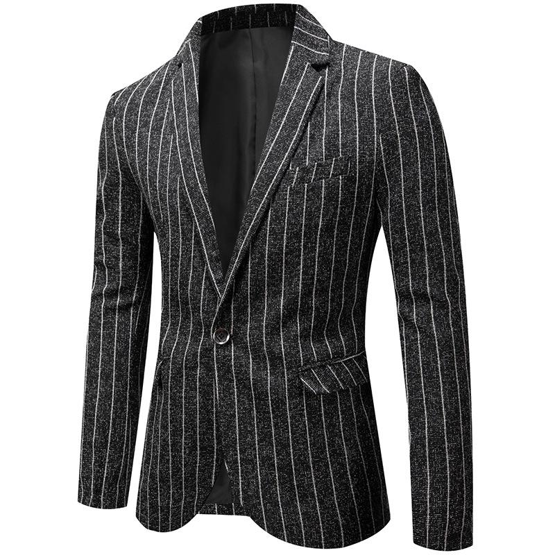 Chaqueta de traje de primavera y otoño, nueva moda, sencilla, de un botón, a rayas, abrigo de hombre, estilo steampunk, Colbert Jasje Mannen, blazers casuales