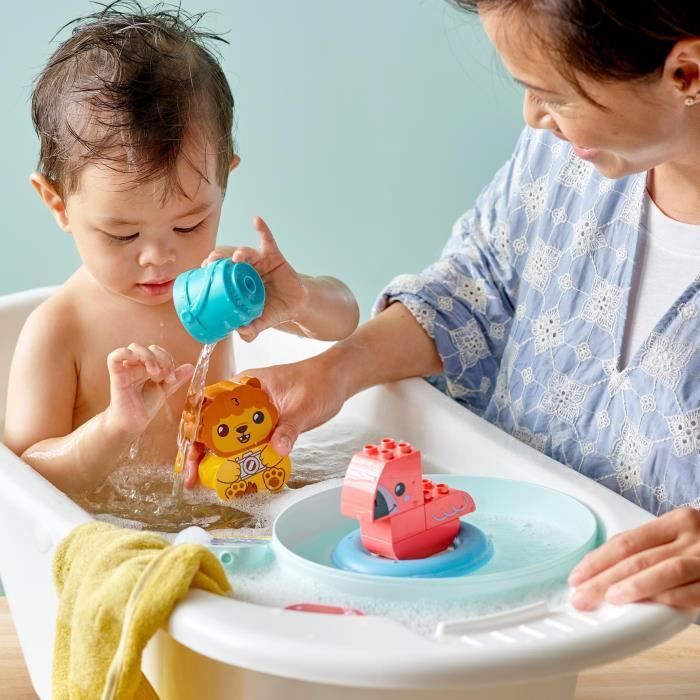 LEGO 10966 DUPLO Giocattolo da bagno: Isola galleggiante con animali, personaggio per la vasca da bagno, giocattolo educativo per la prima infanzia, giocattolo per bambini dai 18 mesi in su