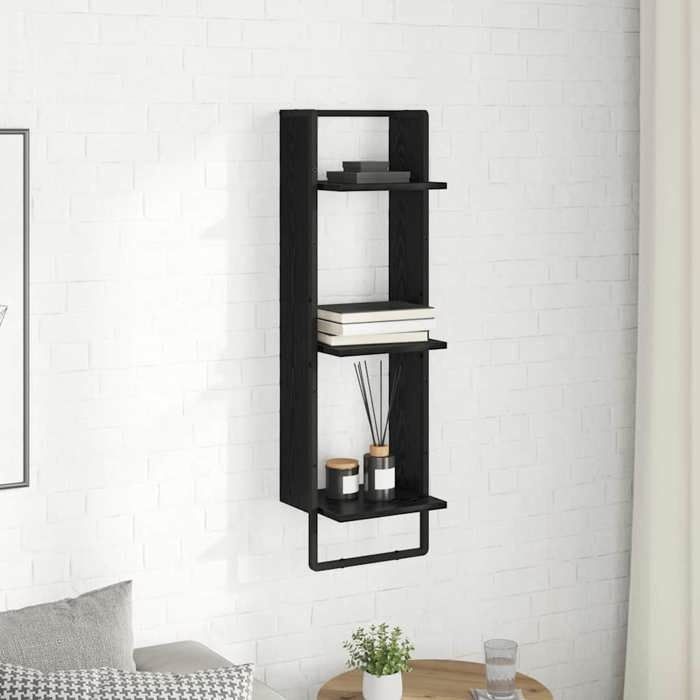 MOT12202 - Estante de pared, roble negro, 30 x 25 x 100 cm, madera de ingeniería