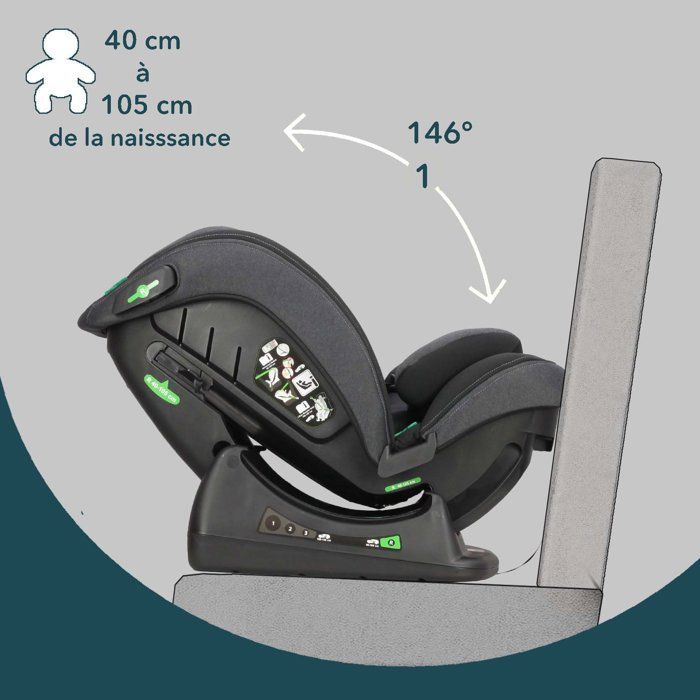 Reversible and adaptable car seat - BAMBISOL - AY913PLUSN - Group 0+/1/2/3 - I-Size - Reclining - Reducer - Black