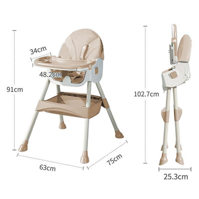 Chaise haute pour bébé enfant 3 en 1 réglable avec harnais 5 points, de la naissance à 6 ans