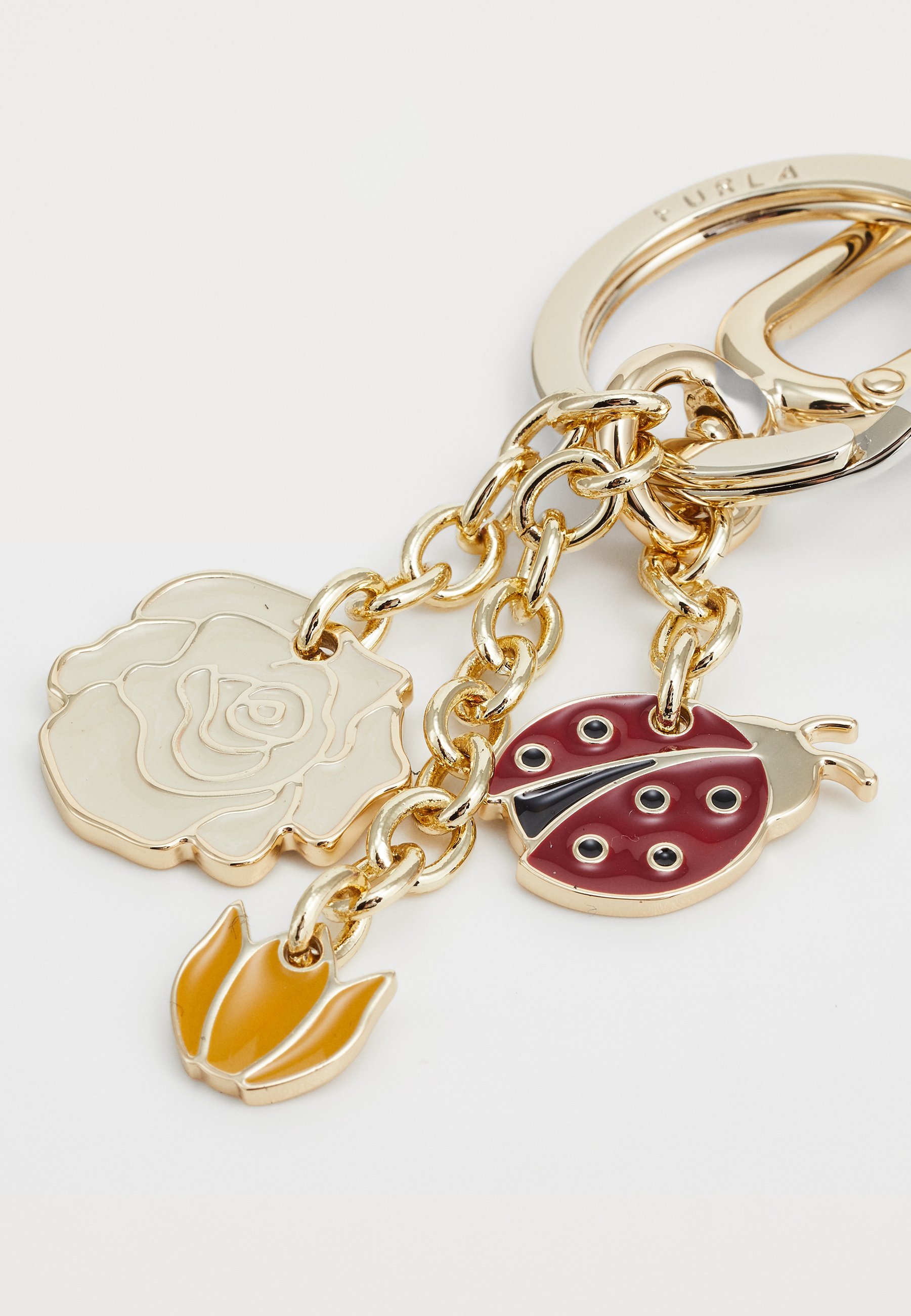 Furla SLEUTELHANGER MET LADYBIRD EN BLOEMEN - Sleutelring - panna/lacca/senape
