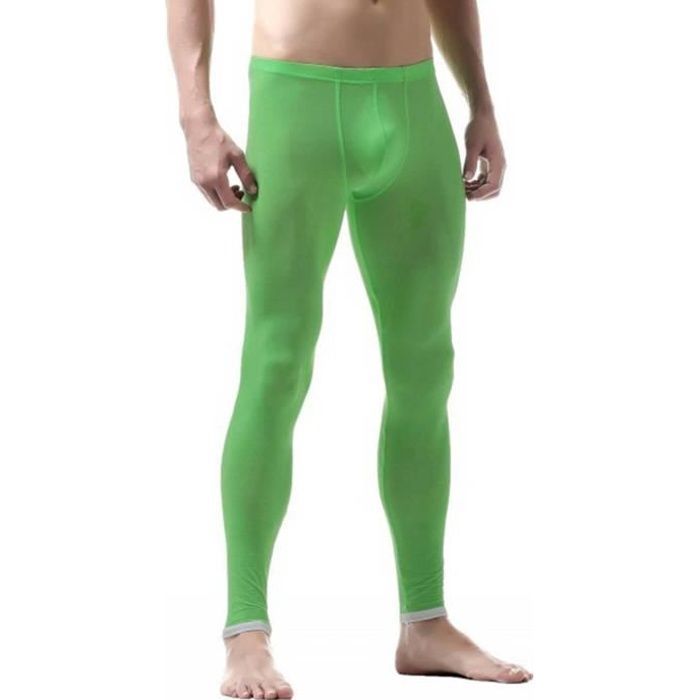 Men's Sports Leggings, Elastic Tights, Gym Fitness Running Pants - iixpin - Green - Size M-XL