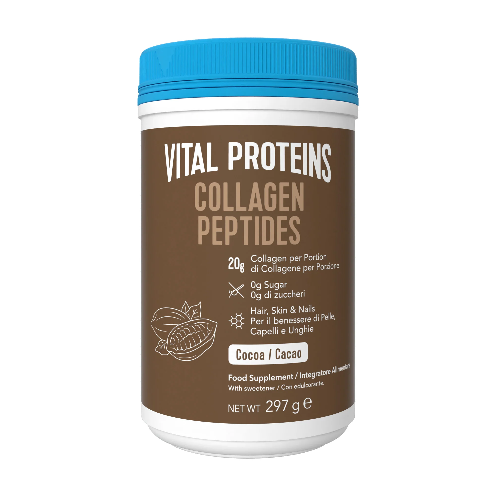 Integratori Alimentari Collagen Peptides Cacao - Integratore Unghie e Capelli, Integratore Pelle, Integratore Muscoli e Articolazioni, Integratore Viso