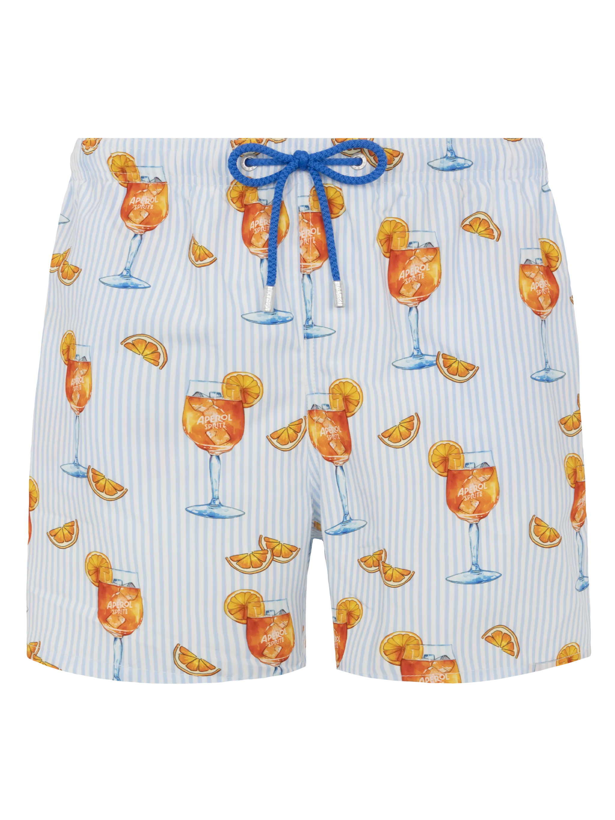 Costume mare lunghezza media Gustavia con stampa Aperol Spritz e righe