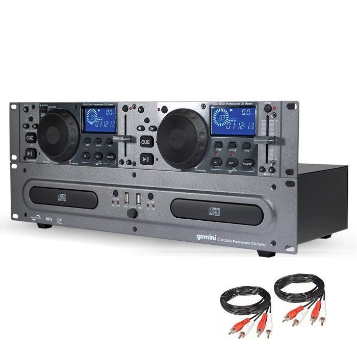 Gemini CDX-2250I DJ CD Media Player With USB Dual MP3 CD/AUDIO CD/USB Player + Cables