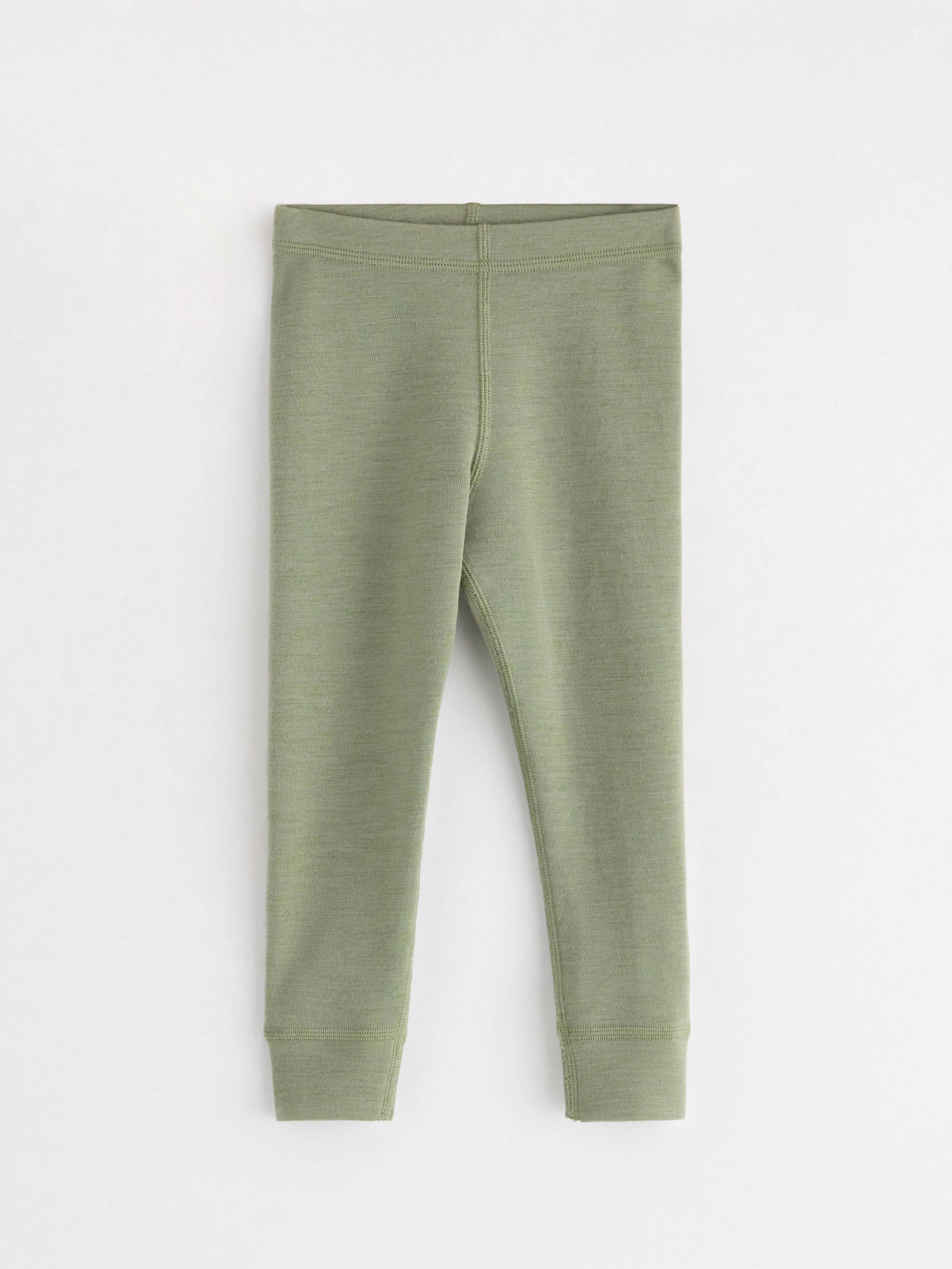 Leggings i merinould Lys støvet grøn