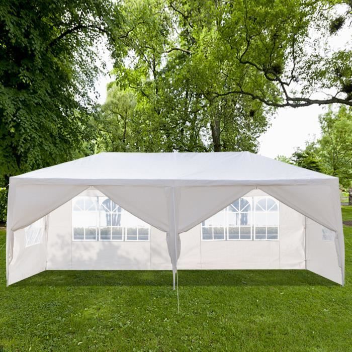 Cenador de jardín, carpa de recepción, carpa para eventos - 3 x 6 m - 6 unidades - Blanco