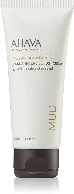 Creme intensivo para pernas AHAVA com lama do Mar Morto para pele seca e sensível.