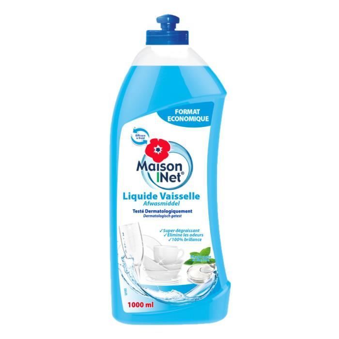 Detergente líquido para lavavajillas con bicarbonato y menta, 1 litro.