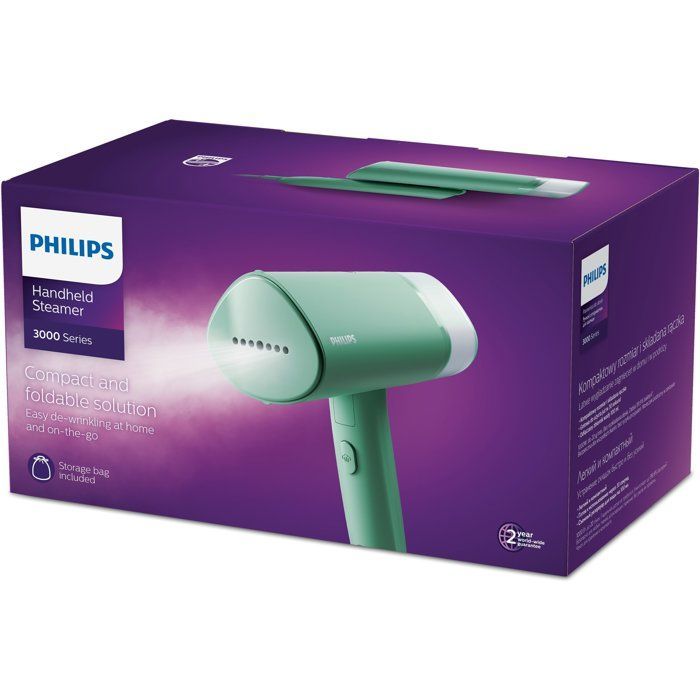 Vaporizador de ropa portátil - PHILIPS - STH3010/70 - Vaporizador plegable Serie 3000 - Vapor continuo de 20 g/min - 1000 W - Listo en 30 segundos - Verde