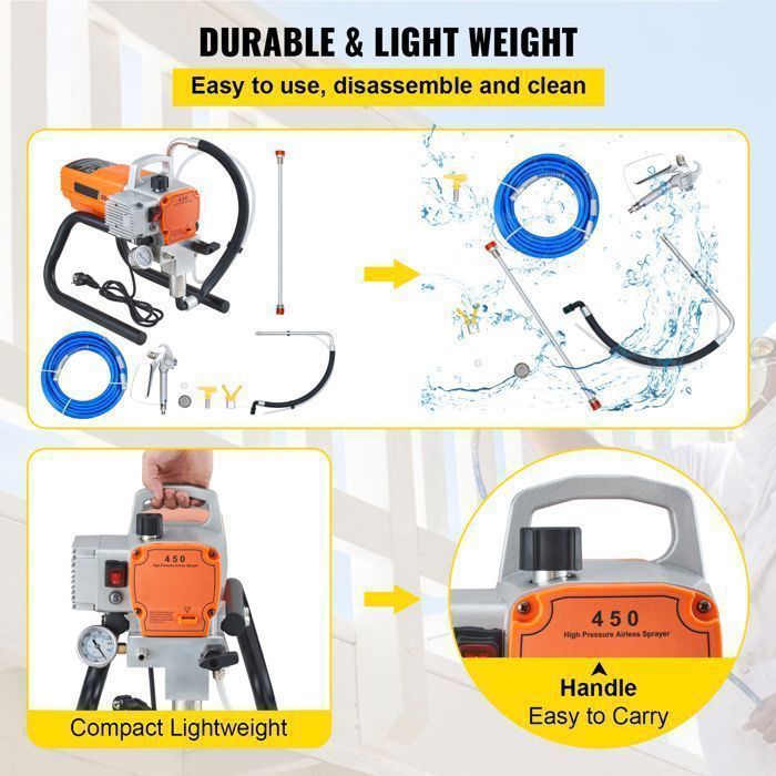 Pistola a spruzzo airless ad alta pressione - VEVOR - 1800W - 1,8L/min - 3000 PSI ± 10%