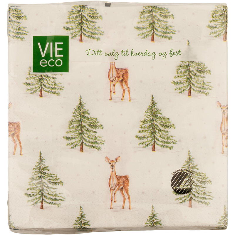 Servilletas ecológicas Vie, paquete de 20 unidades, 33x33 cm, diseño navideño.