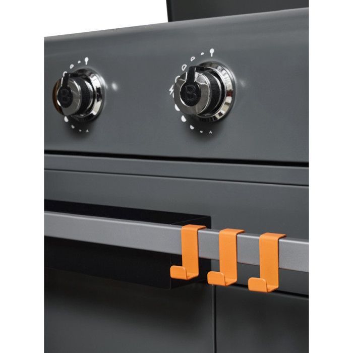 Lola Gun Metal Plancha Grill on Cart - Fire Pit - 3 Gas Burners - Stainless Steel Cooking Plate - 68.5 x 35.50 cm - 7.2 kW