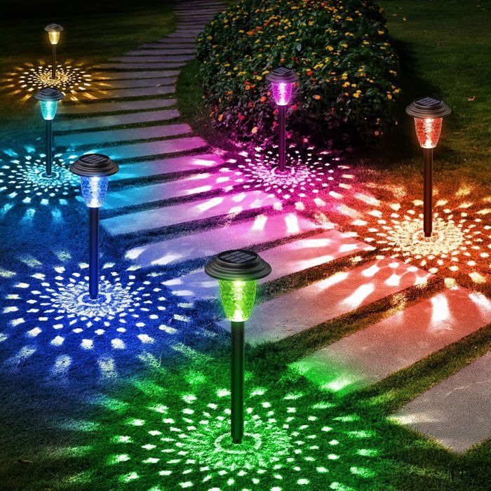 Iluminación exterior, luces solares para césped, luces decorativas para jardines y paisajes.