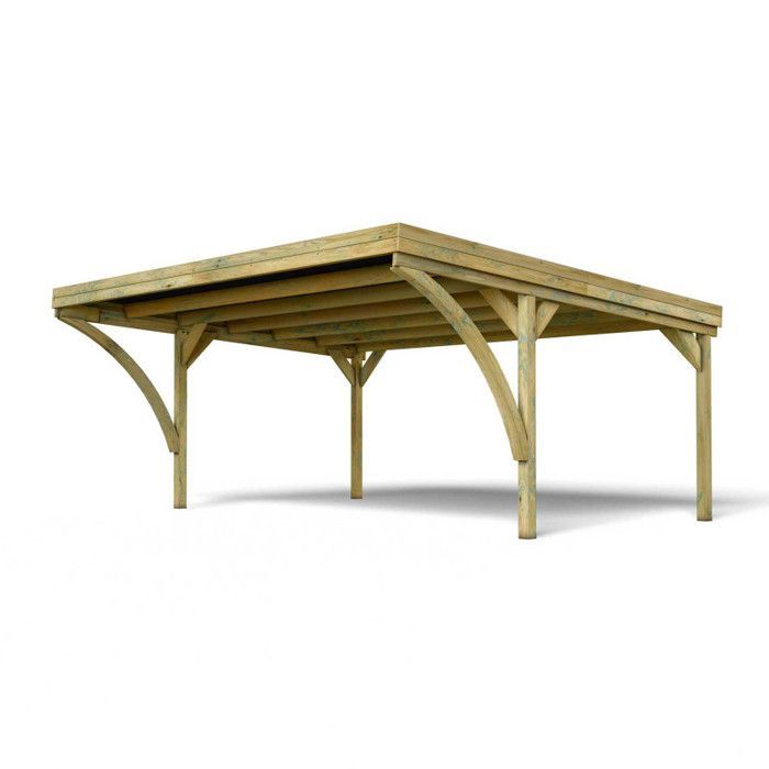 Carport aus Holz für 2 Autos, 30,9 m², 4 Pfosten 12x12