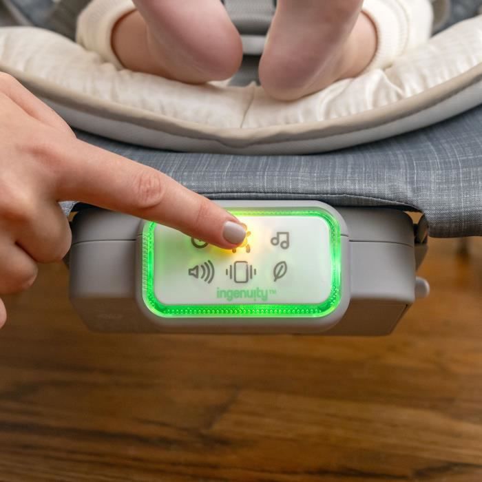 INGENUITY -Parker- Sdraietta pieghevole per neonati con massaggio addominale - Posizione fissa o a dondolo, vibrazioni, regalo per neonati