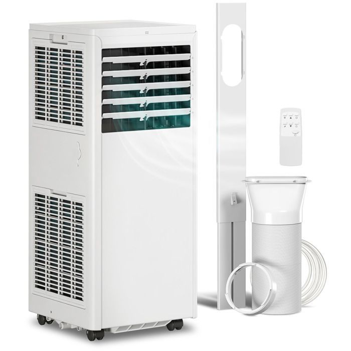 Aire acondicionado portátil - HOMCOM - 7000 BTU - Refrigeración, deshumidificación, ventilador, modo nocturno - ABS - 29,7 x 28,8 x 69,7 cm - Blanco