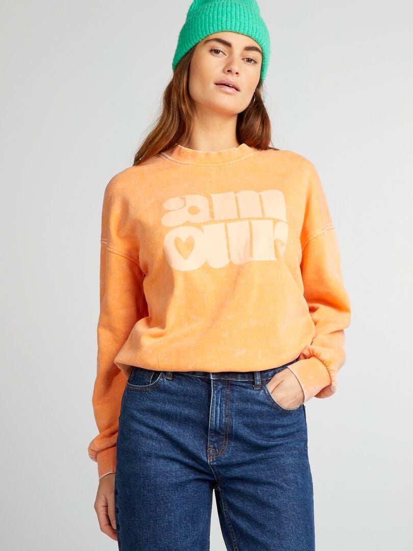 Sweatshirt met vervaagd effect - ORANJE